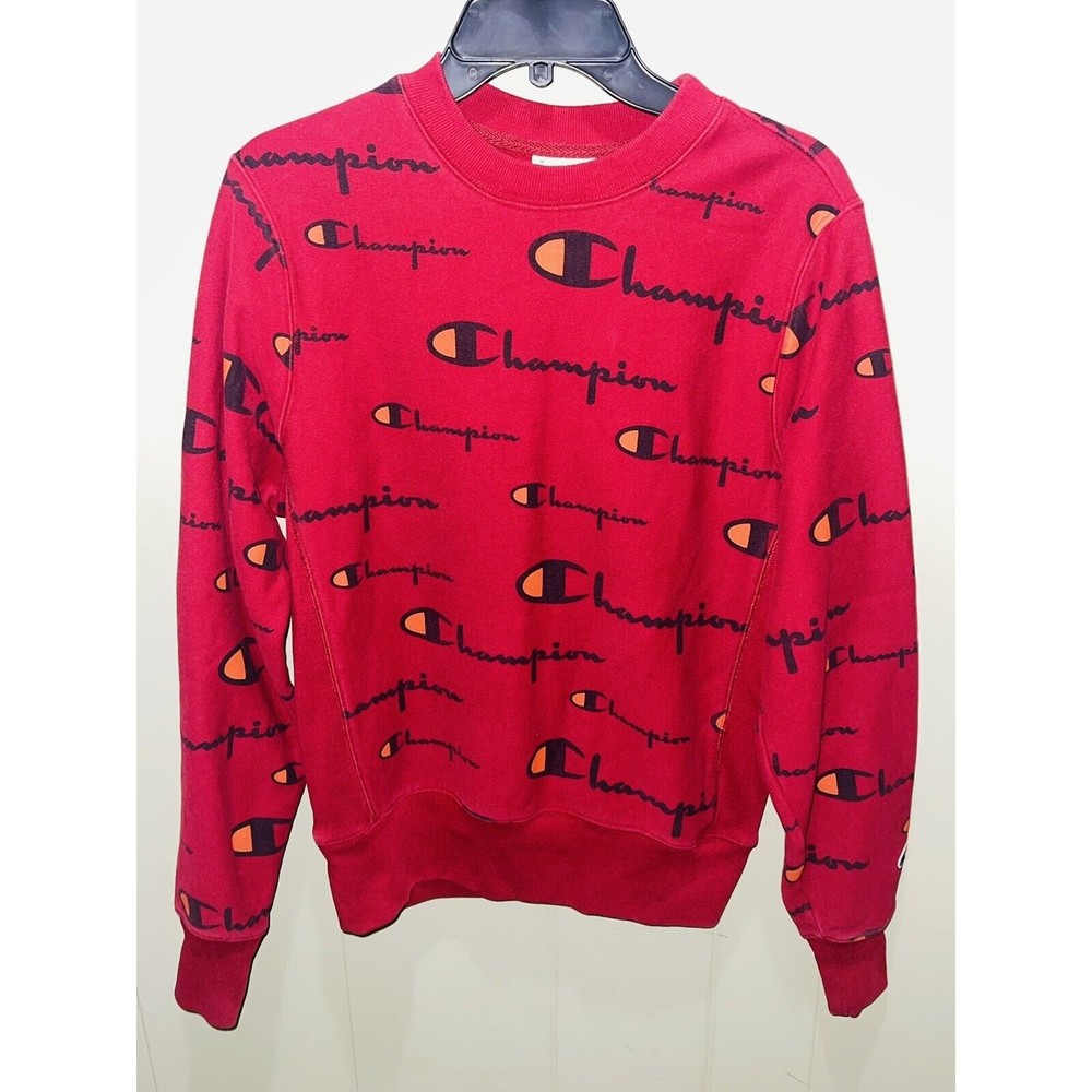 Champion Sweater All Over Print Long Sleeve Adult Sz Small EUC